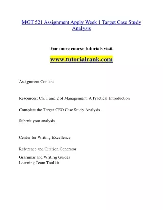 MGT 521 Experience Tradition- tutorialrank.com