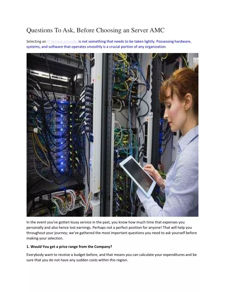 questions to ask before choosing an server