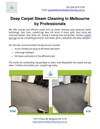 Deep Carpet Steam Cleaning in Melbourne by Professionals