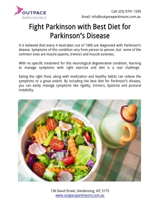 Fight Parkinson with Best Diet for Parkinson’s Disease