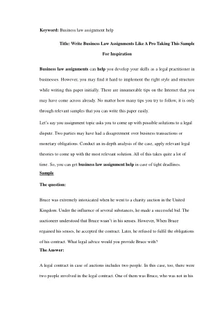 keyword business law assignment help
