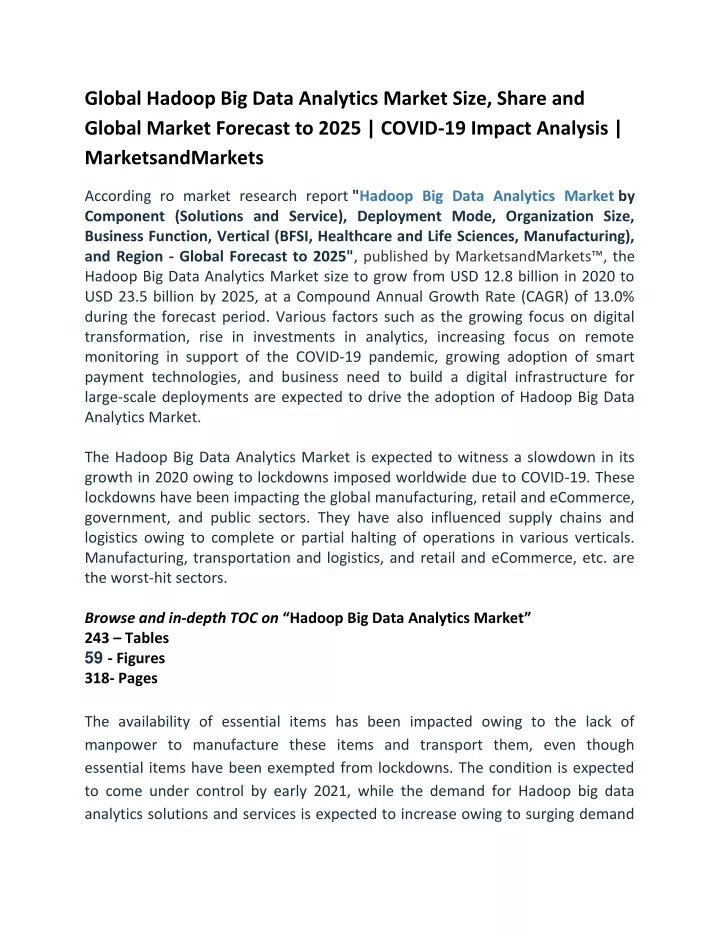 global hadoop big data analytics market size