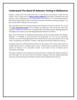 understand the need of asbestos testing