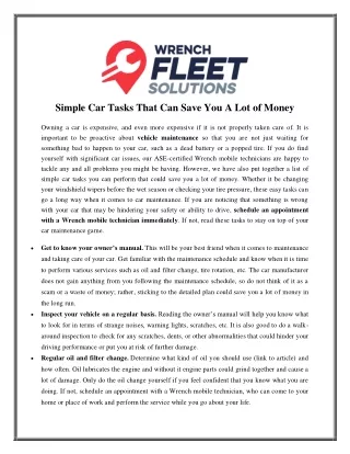 simple car tasks that can save you a lot of money