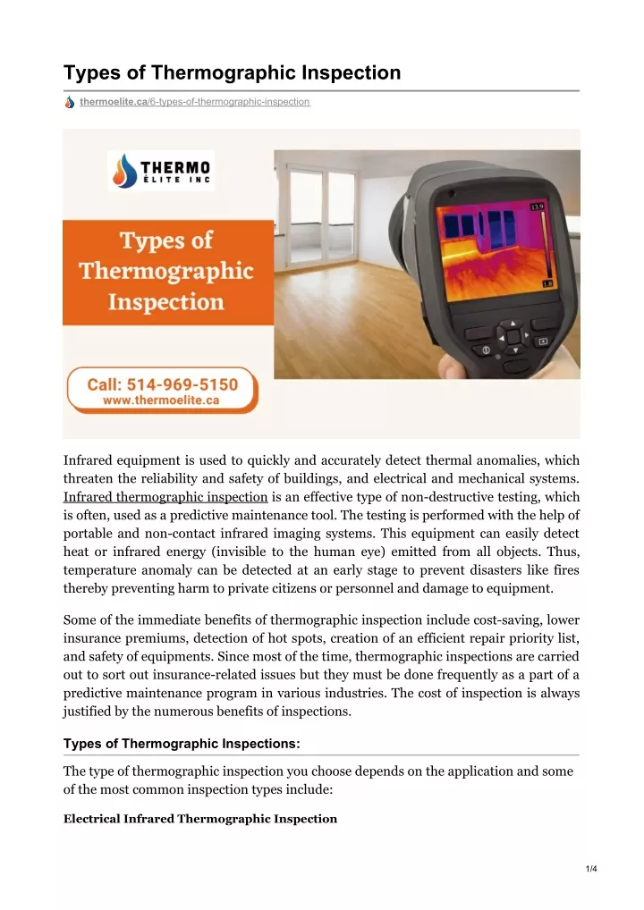 types of thermographic inspection