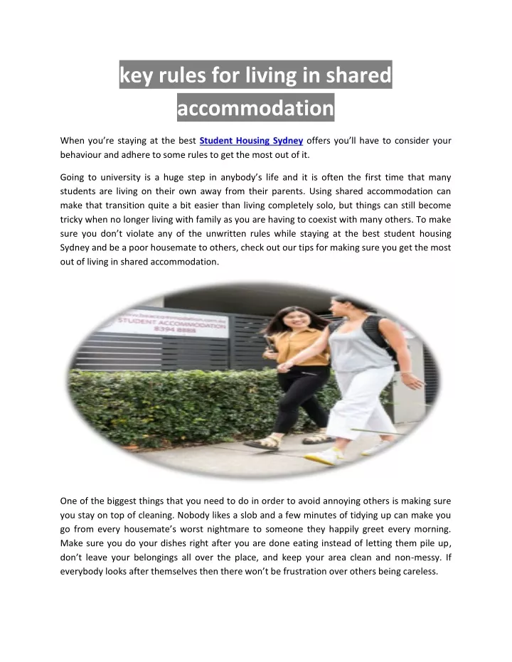 key rules for living in shared accommodation