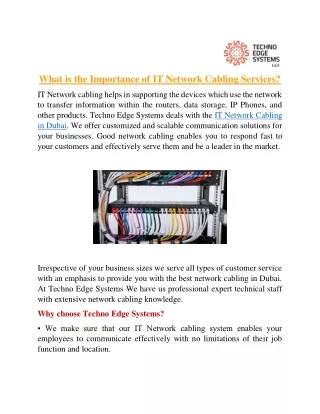 what is the importance of it network cabling