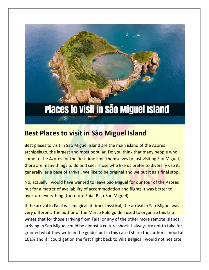 best places to visit in s o miguel island