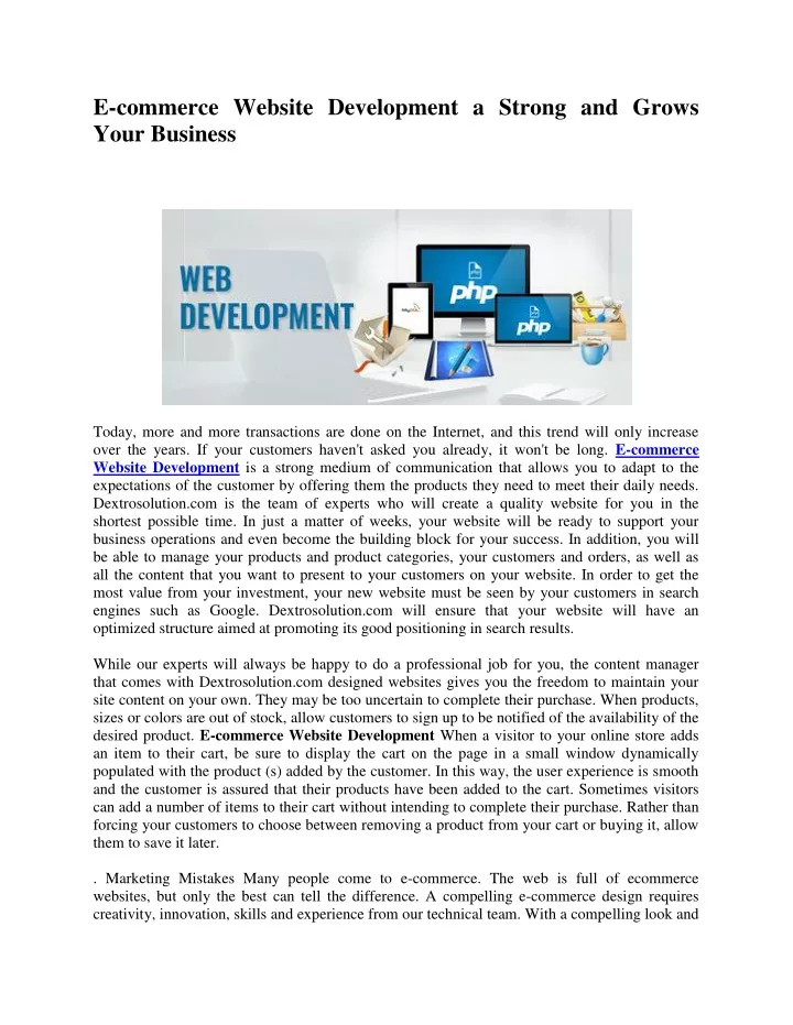 e commerce website development a strong and grows