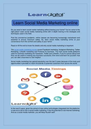 Learn social Media Marketing Online