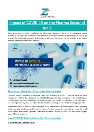 Impact of COVID-19 on the Pharma Sector of India