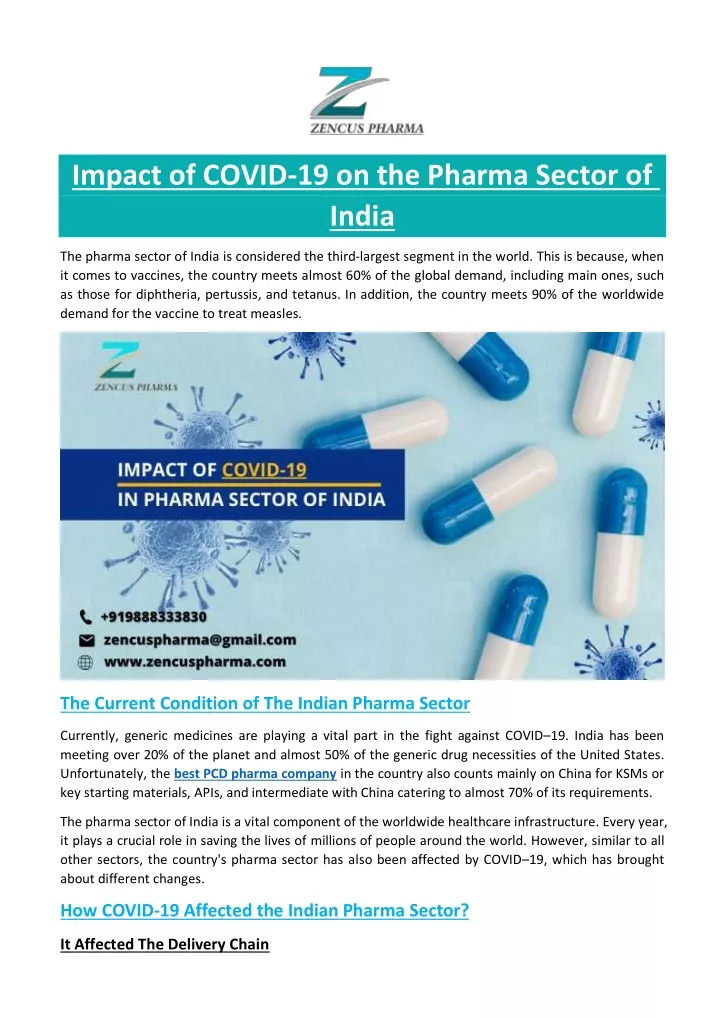 impact of covid 19 on the pharma sector of india