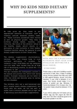 why do kids need dietary supplements