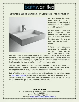 Bathroom Wood Vanities For Complete Transformation