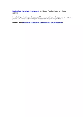 leading real estate app development real estate
