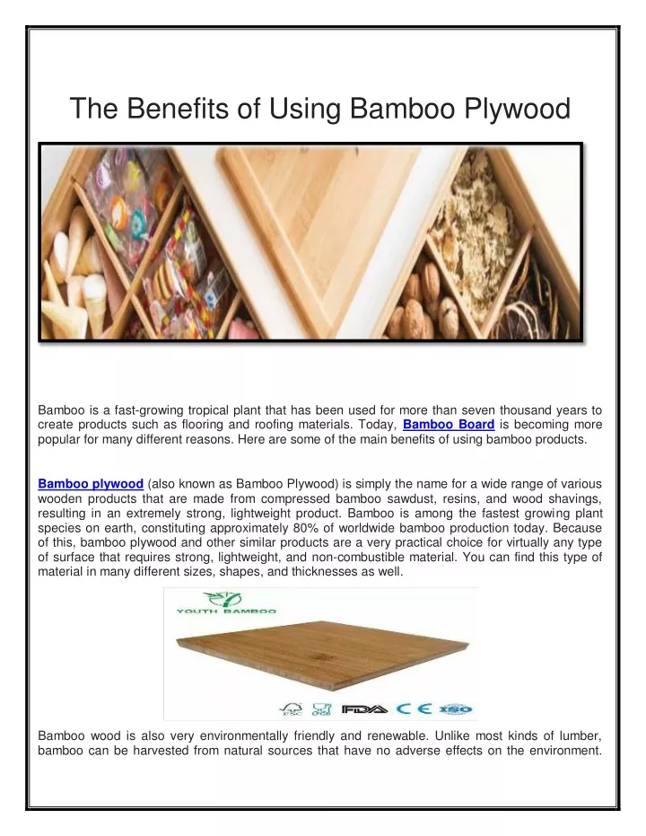 the benefits of using bamboo plywood