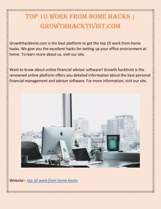 Top 10 Work From Home Hacks | Growthhacktivist.com