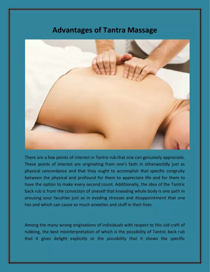 advantages of tantra massage