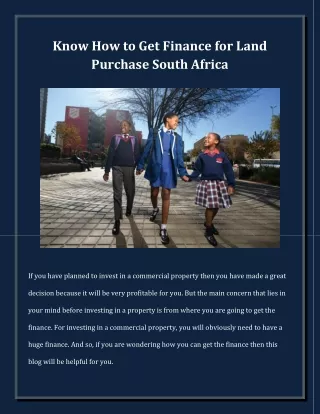 Know How to Get Finance for Land Purchase South Africa
