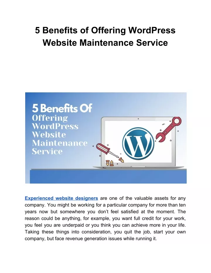 5 benefits of offering wordpress website