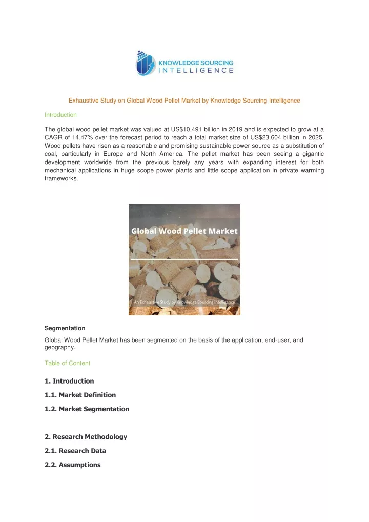 exhaustive study on global wood pellet market