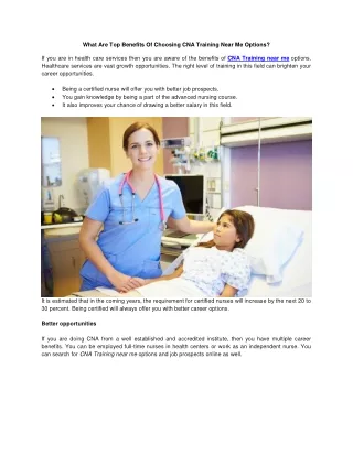what are top benefits of choosing cna training