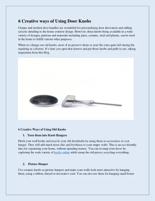 6 creative ways of using door knobs