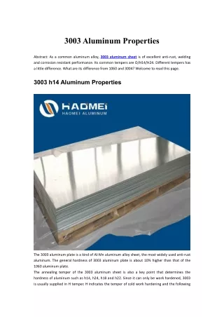 3003aluminum properties