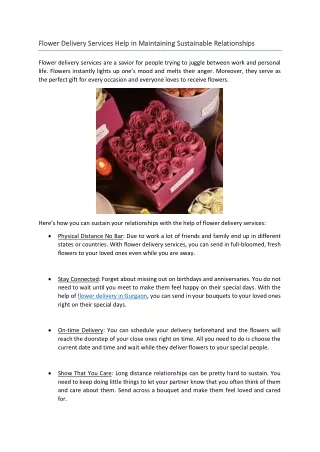 flower delivery services help in maintaining