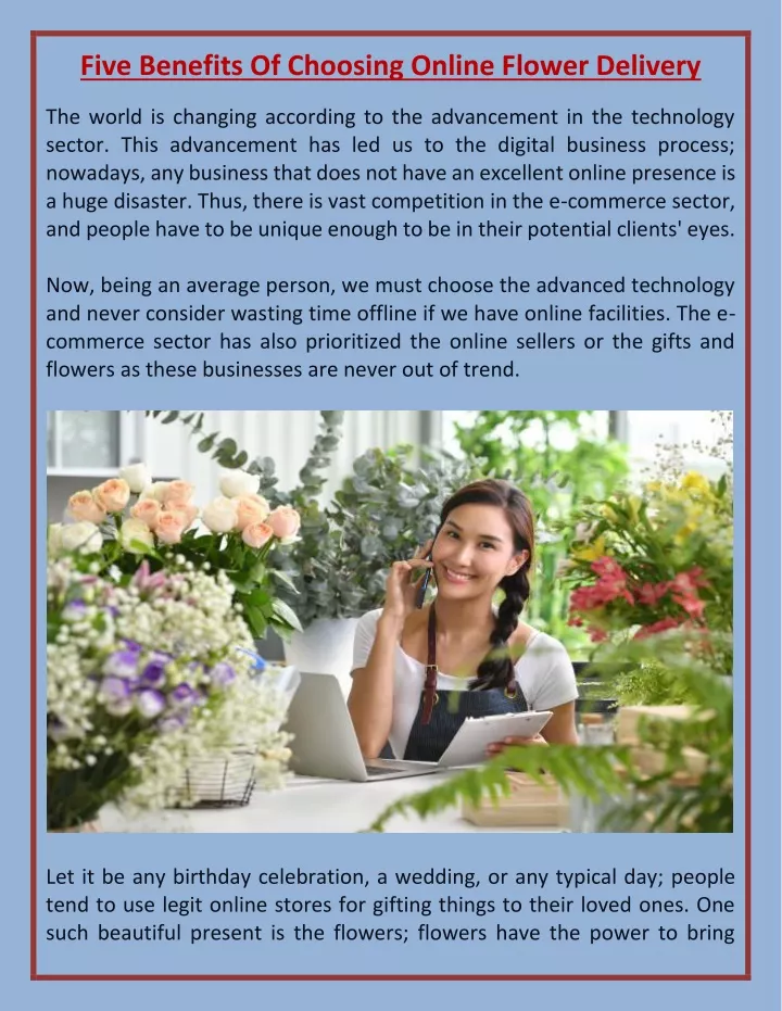 five benefits of choosing online flower delivery