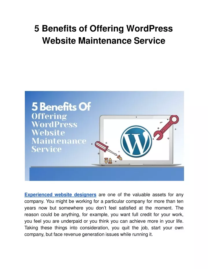5 benefits of offering wordpress website maintenance service