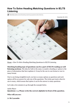 how to solve heading matching questions in ielts