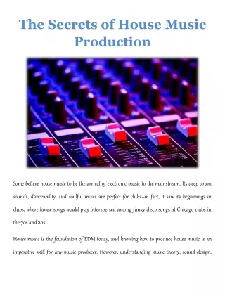 the secrets of house music production