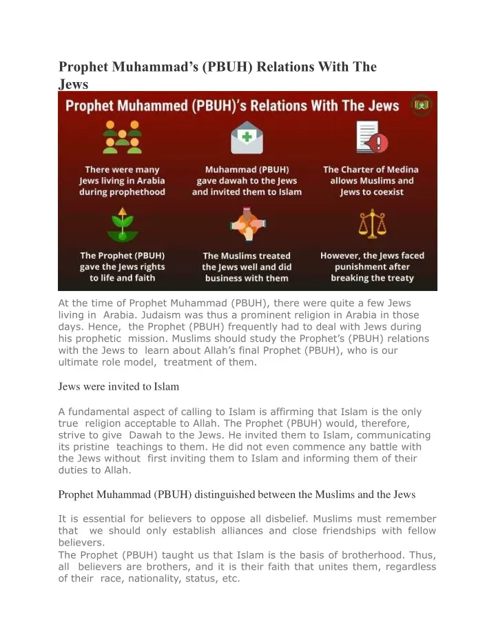 prophet muhammad s pbuh relations with the jews