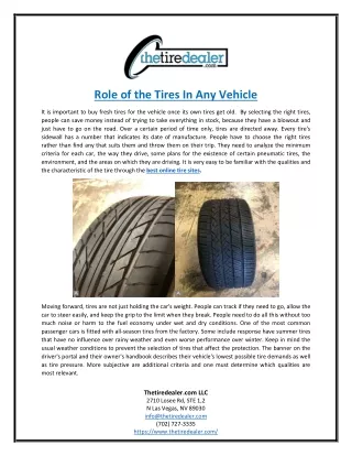 Role of the Tires In Any Vehicle