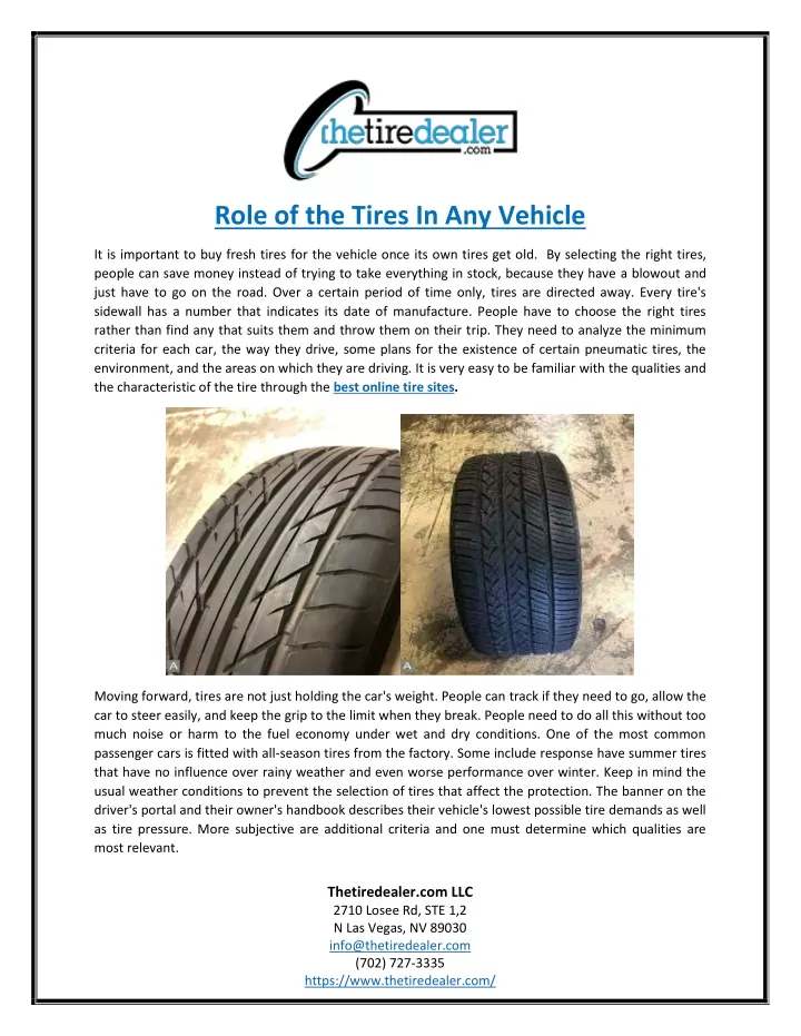 role of the tires in any vehicle