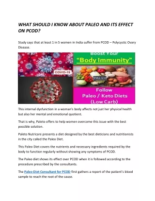 WHAT SHOULD I KNOW ABOUT PALEO AND ITS EFFECT ON PCOD