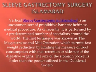 Sleeve Gastrectomy surgery in Islamabad