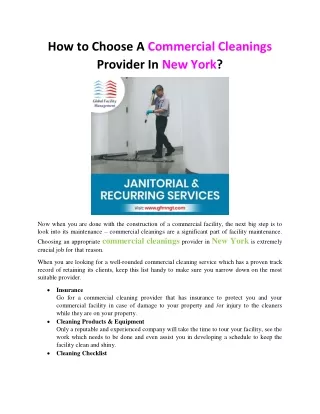 How to Choose A Commercial Cleanings Provider In New York?