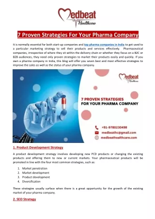 7 Proven Strategies For Your Pharma Company