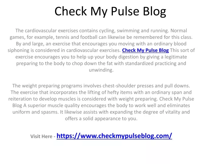 check my pulse blog