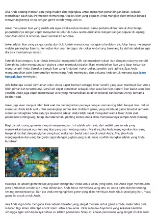 14 Questions You Might Be Afraid to Ask About joker tembak ikan