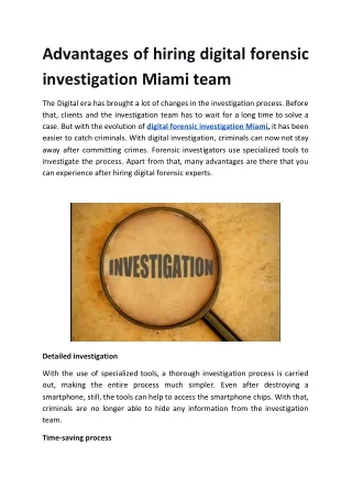 advantages of hiring digital forensic