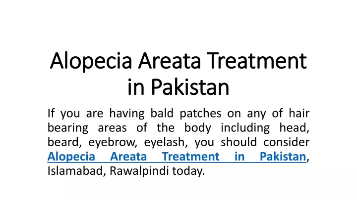 alopecia areata treatment in pakistan
