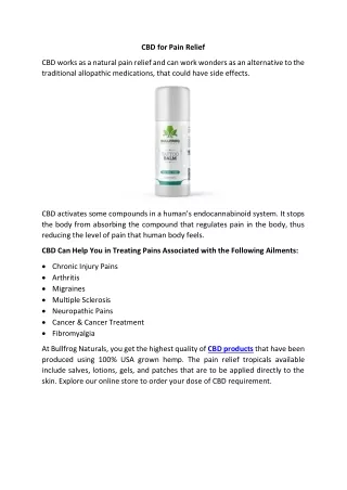 cbd for pain relief