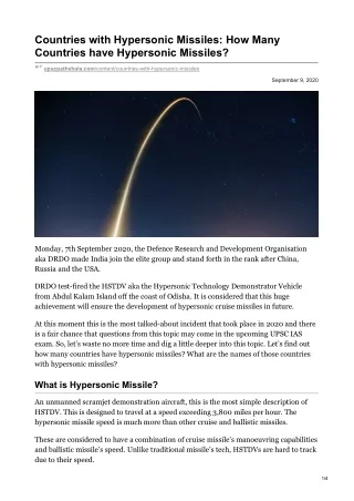 countries with hypersonic missiles how many