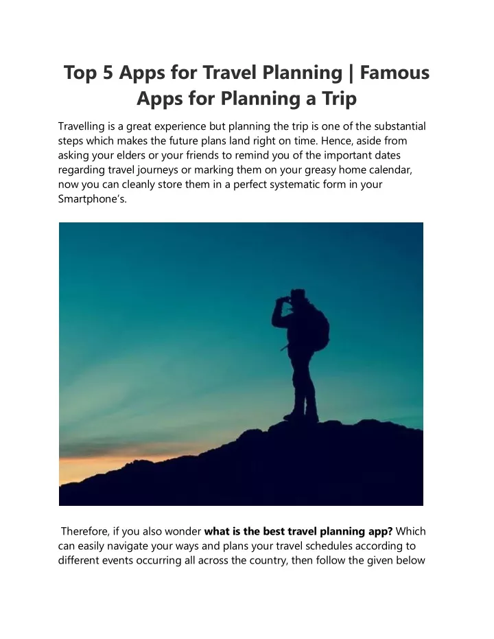 top 5 apps for travel planning famous apps