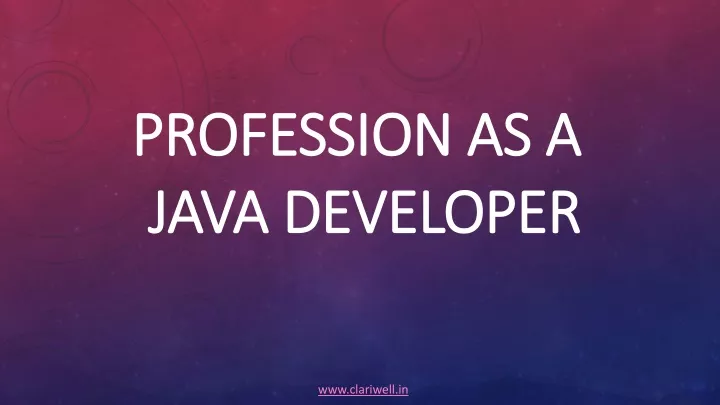 profession as a java developer