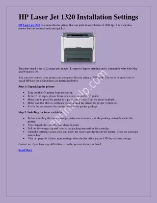 hp laser jet 1320 installation settings