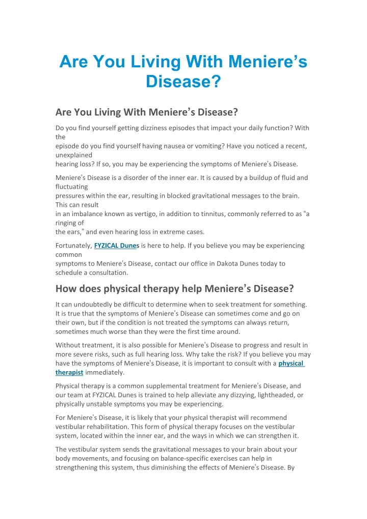 are you living with meniere s disease